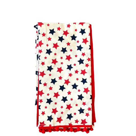 STARS & STRIPES Set of 3 USA Pom Pom 100% Cotton Kitchen Tea Towels 20x28 NEW - Picture 3 of 12